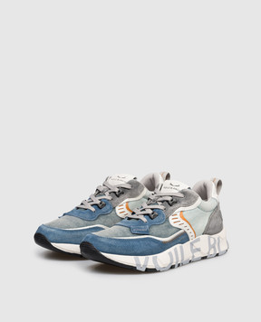 Voile Blanche Blue combination sneakers CLUB01 with vintage effect 0012017465181C96