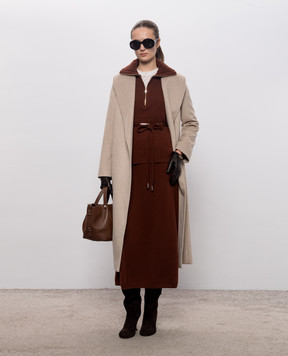 Max Mara OGGI brown cashmere midi skirt MXMOGGI