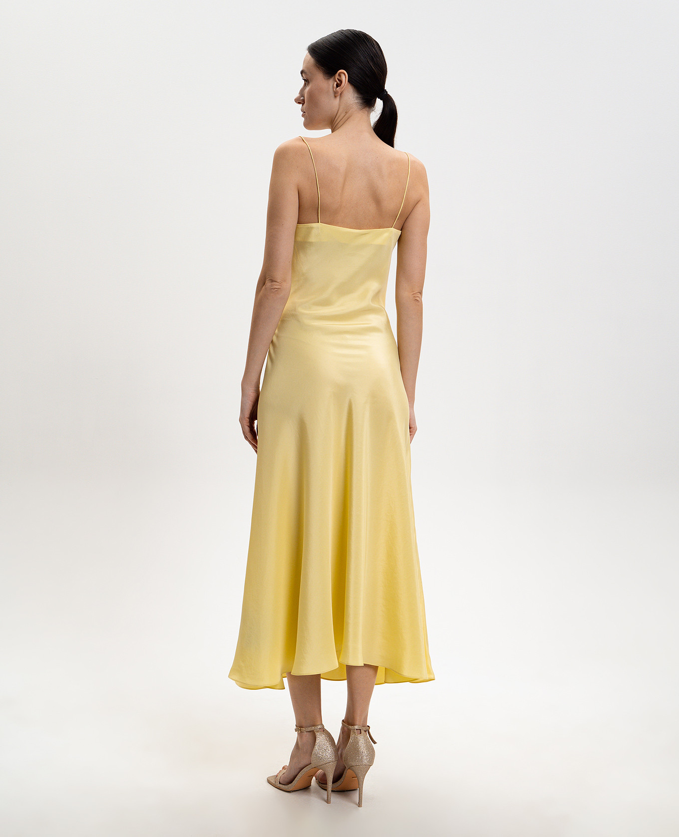 

Yellow silk midi dress Balmain