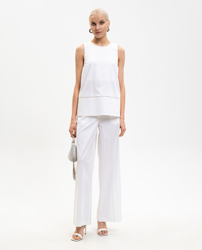 Peserico White pants with brand patch P0486101979