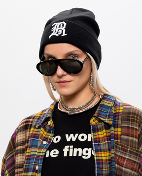 R13 Black hat with contrasting logo embroidery R13A500201