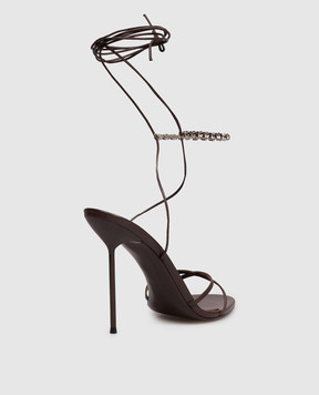 Paris Texas Lidia brown leather sandals with crystals PX1957XNPCE