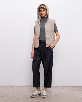 Brunello Cucinelli Grey melange cashmere and silk top M13800004P