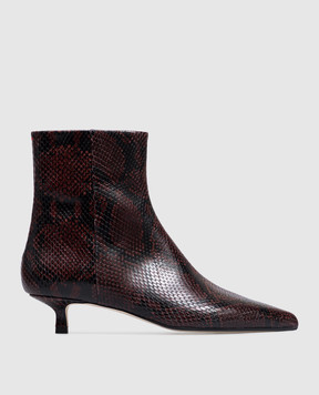 Aeyde Sofie burgundy leather ankle boots with reptile leather embossing AB0511006012226