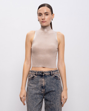 Peserico Beige ribbed top E99109F1809209