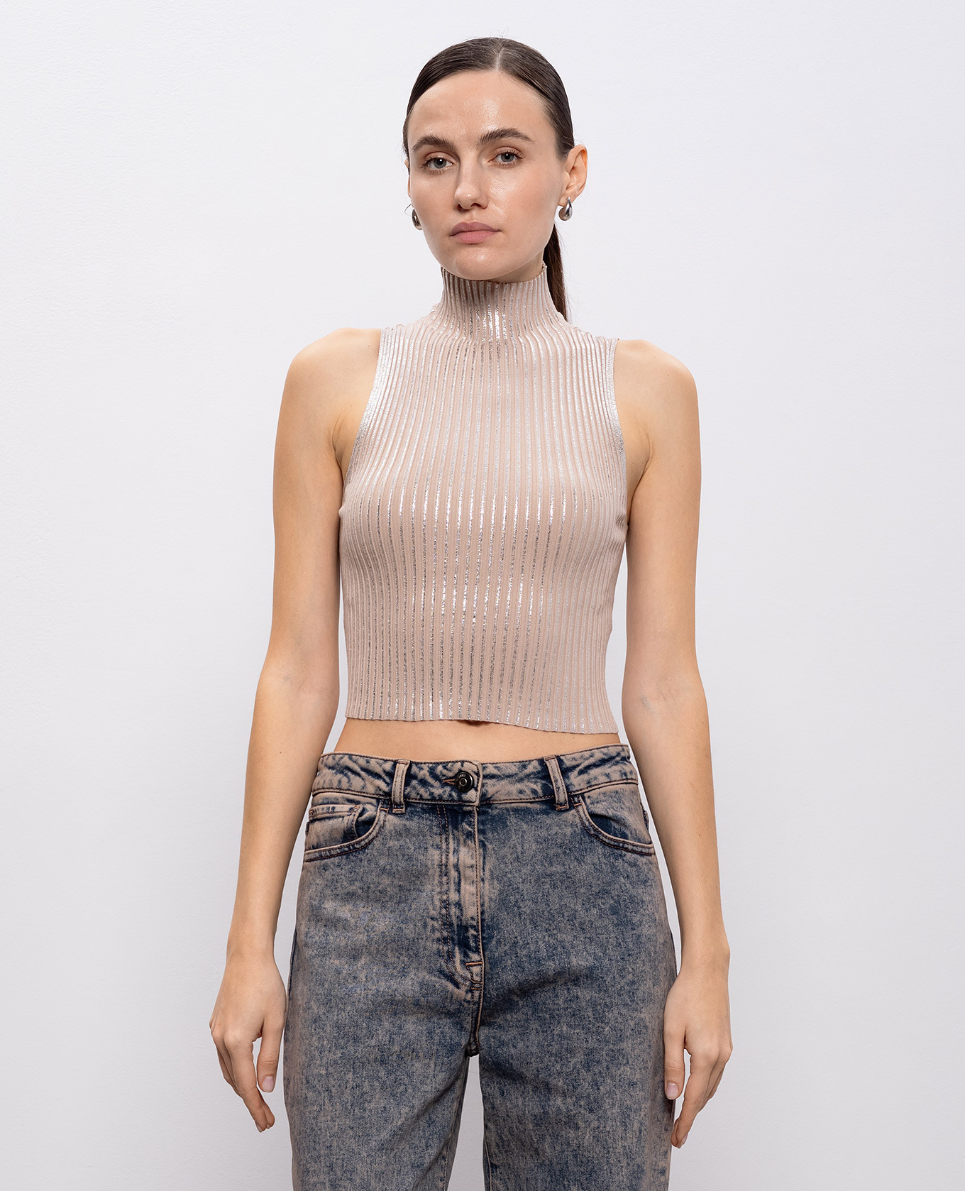 Beige ribbed top Peserico 3