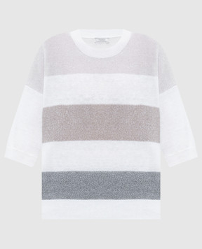 Peserico White striped linen t-shirt S99118F129056U