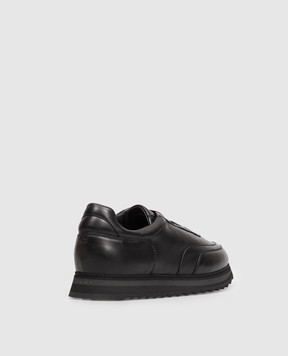 Doucal's Black leather sneakers with fur trim DU3316WINNUN281