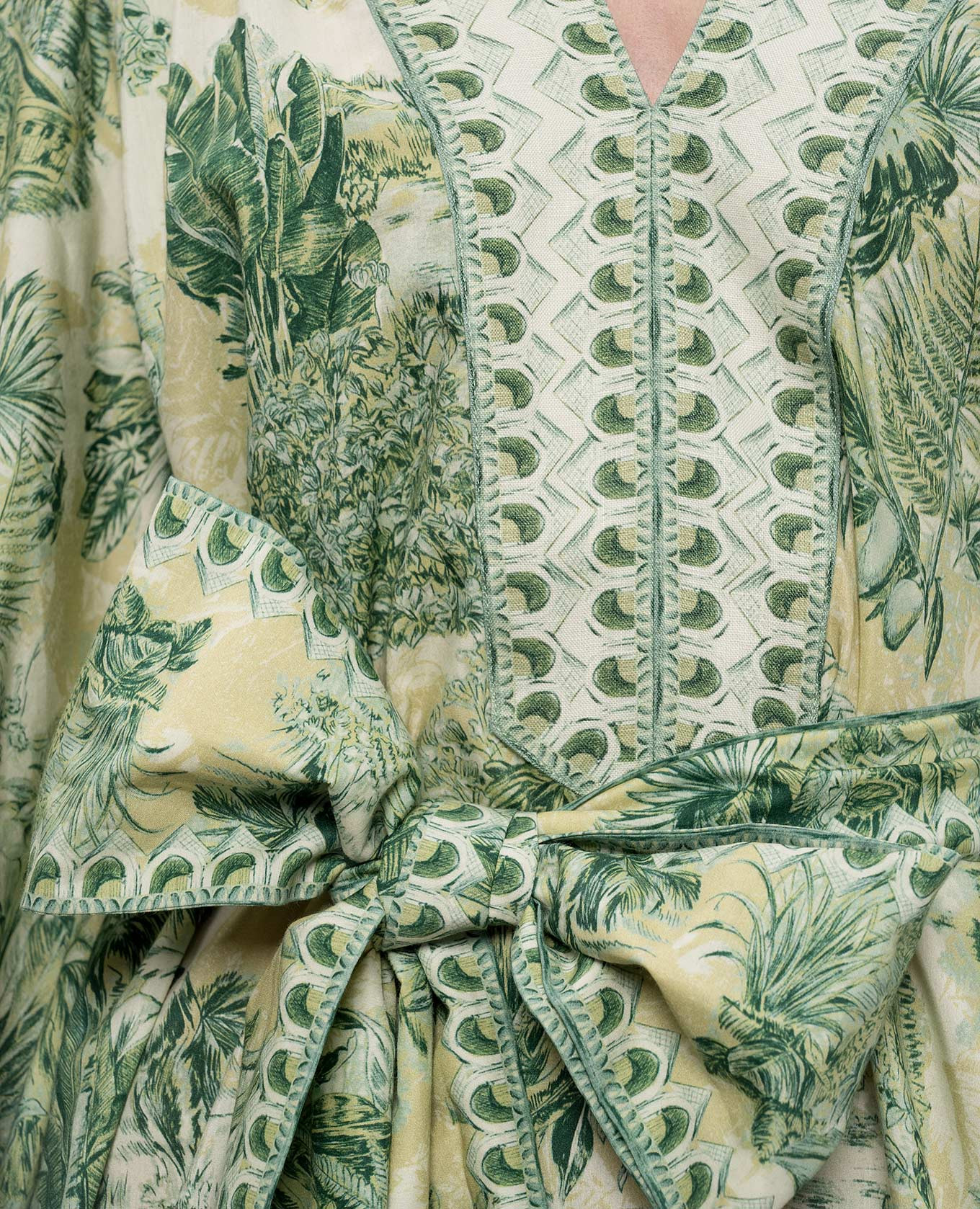 

Sara green dress with printed silk Alemais