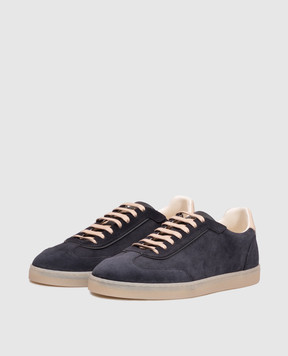 Brunello Cucinelli Navy suede sneakers MZUMGLJ336