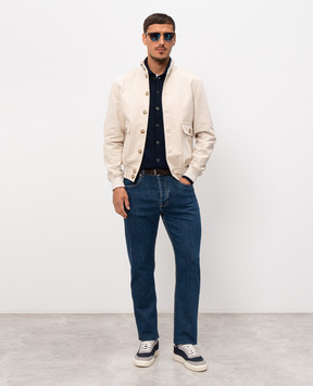 Pini Parma Blue jeans with logo patch JEAMBLCOMF