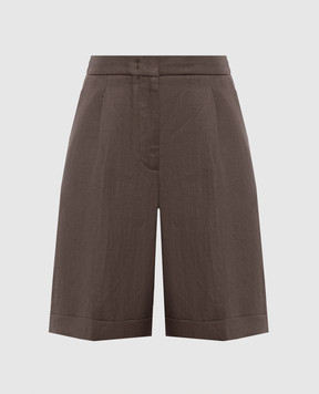 Peserico Brown linen shorts A04083Z02606