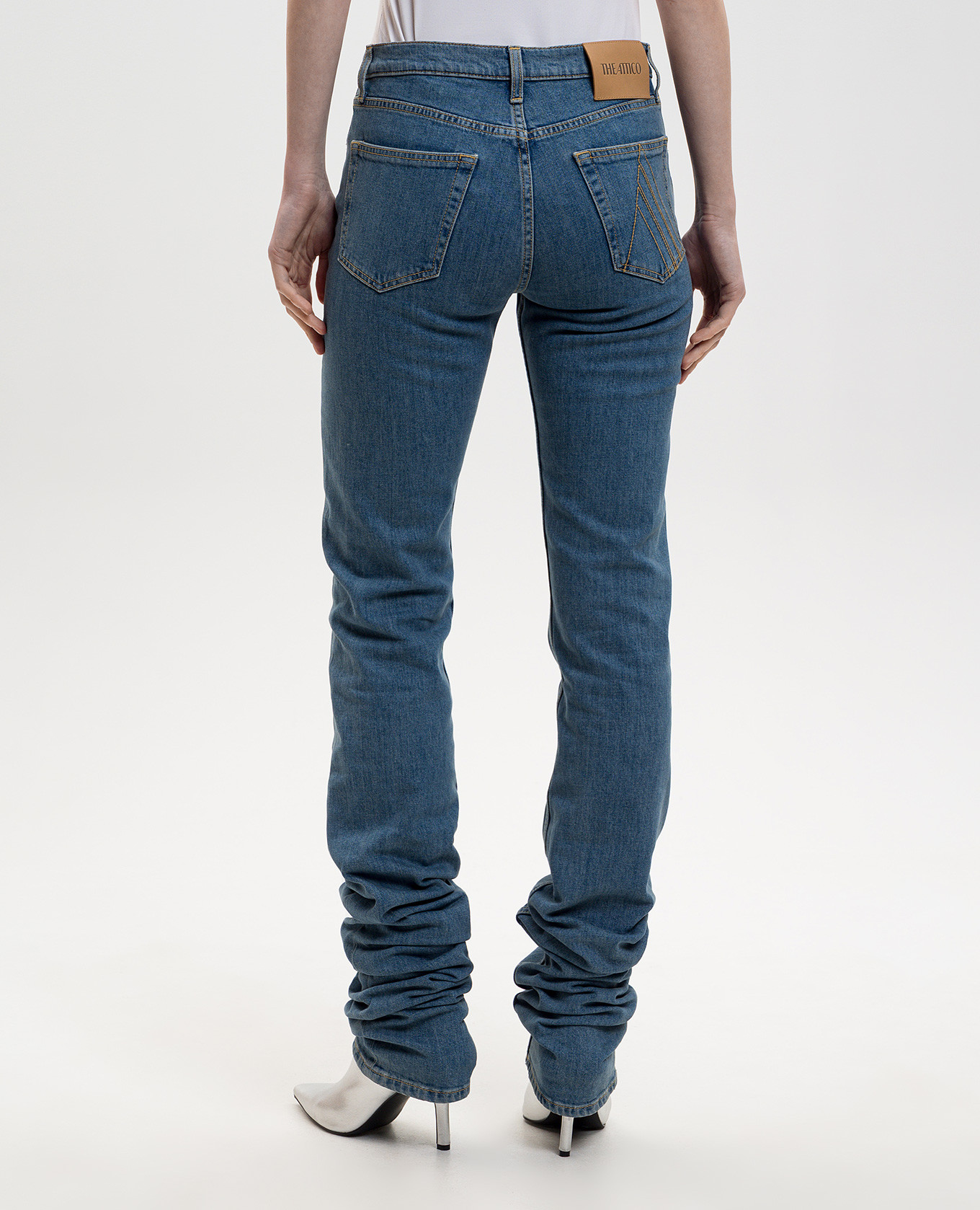 Blue flared jeans with logo patch The Attico 4