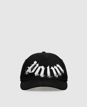 Palm Angels Black cap with logo print PAMLB001FB008m