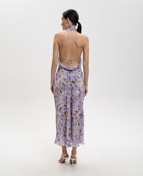 Balmain Purple silk dress with an open back GF1RO190SF37