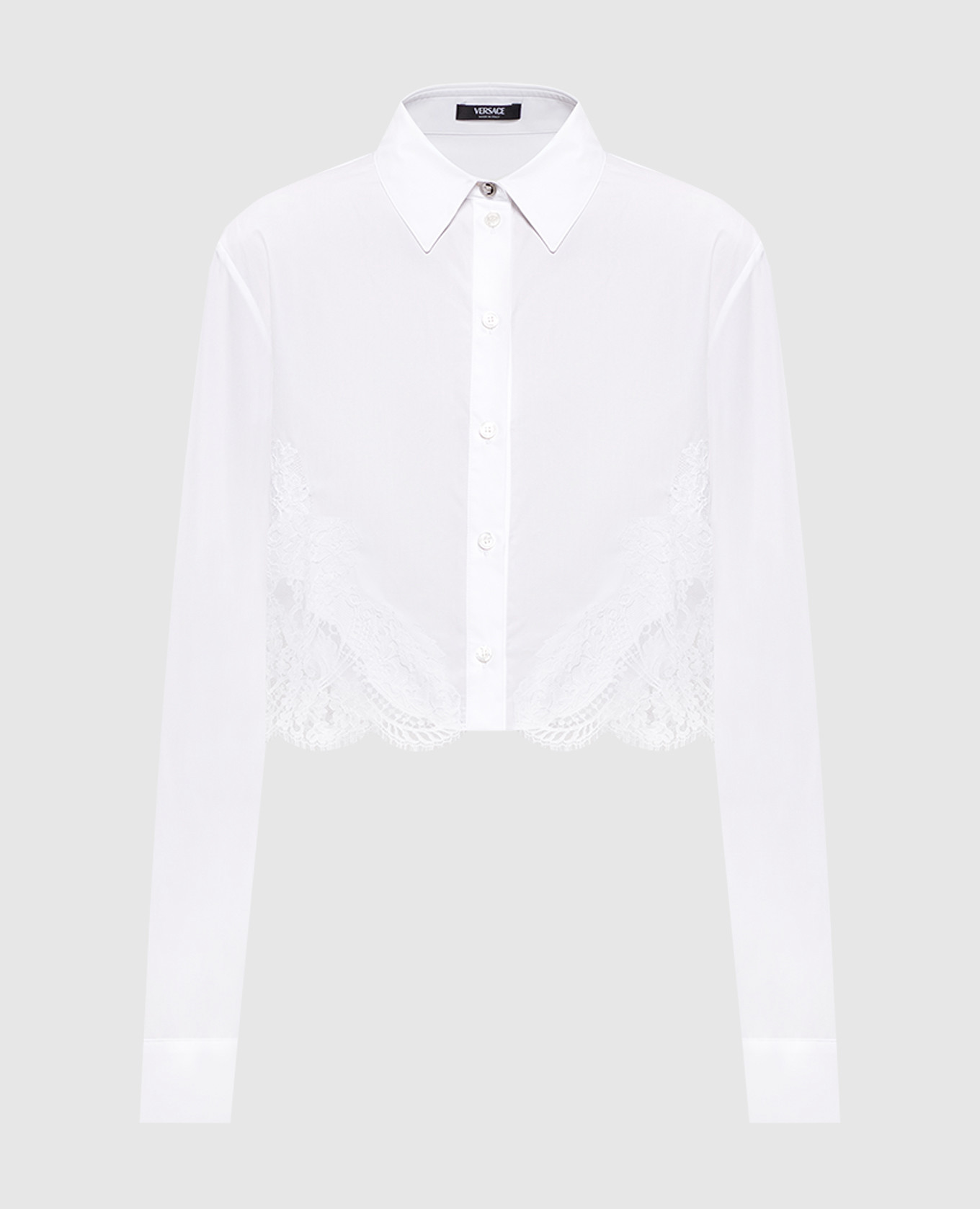 White cropped shirt with lace