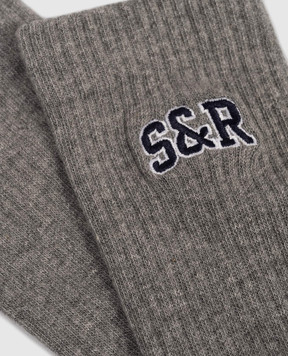 Sporty & Rich Grey insulated socks with monogram logo AC07764082GY03