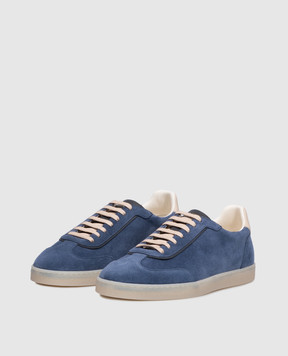 Brunello Cucinelli Blue suede sneakers with emblem MZUMGLJ336