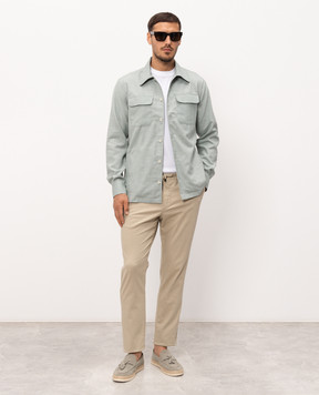 Pini Parma Green shirt made of wool, silk and linen OVERSHGREE