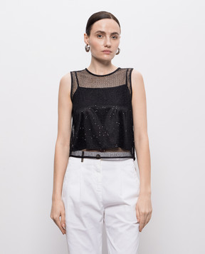 Peserico Black openwork top with sequins E08295F00440
