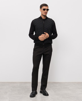Stefano Ricci Black cardigan with silk K818108R31F26174