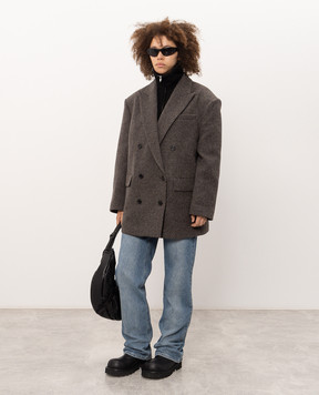 Juun.j Gray double-breasted coat with wool JW6X11W003