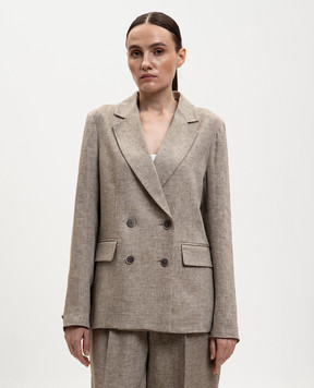 Peserico Beige double-breasted linen jacket S01227F02598