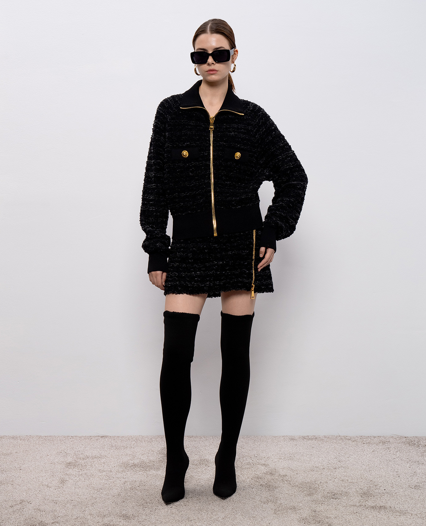 Black tweed mini skirt with hemp Balmain 2