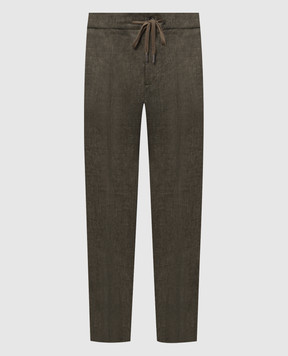 CAPOBIANCO Green linen pants 20M811LL00