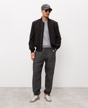 Brunello Cucinelli Grey ribbed polo shirt M29400015