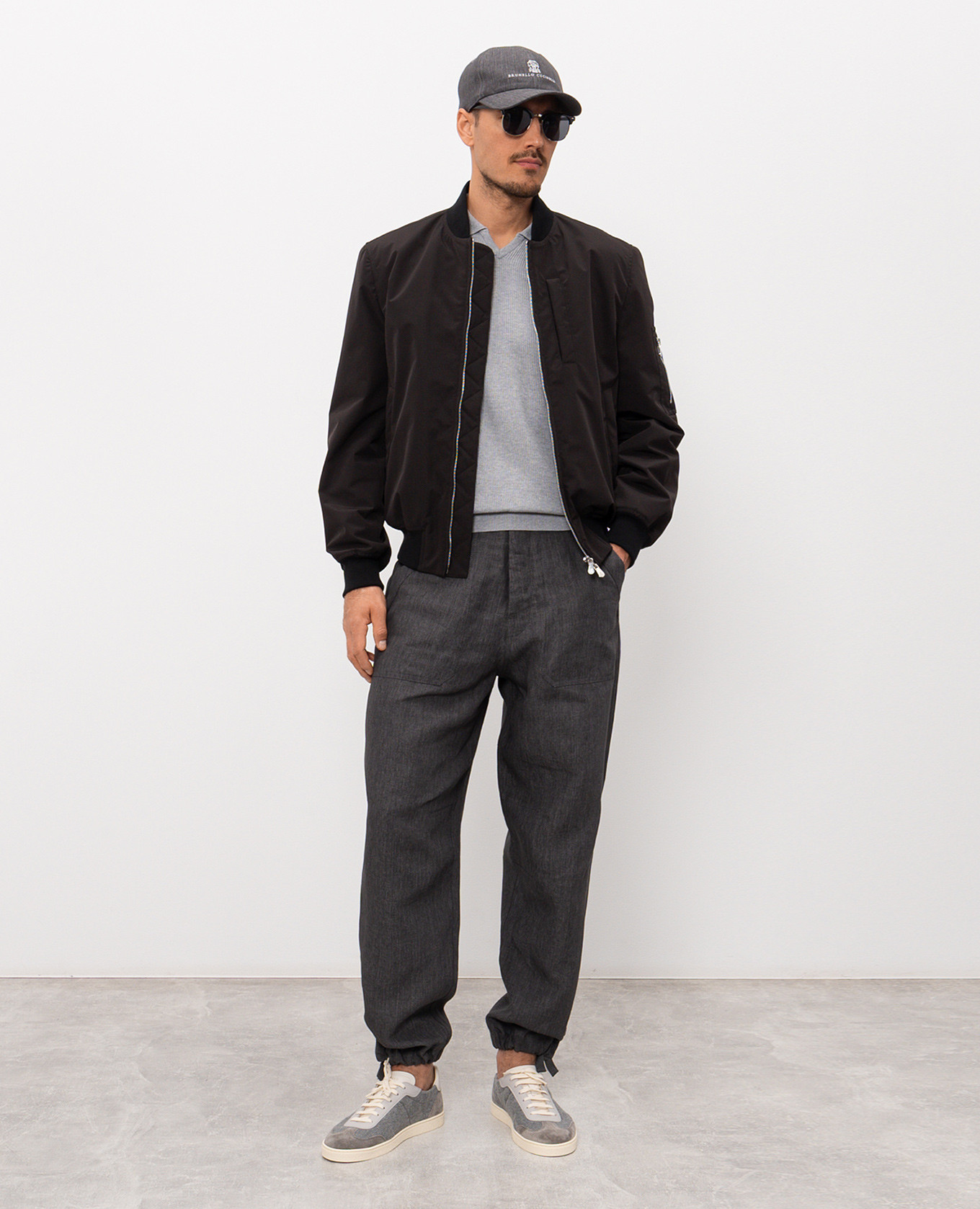 

Grey ribbed polo shirt Brunello Cucinelli