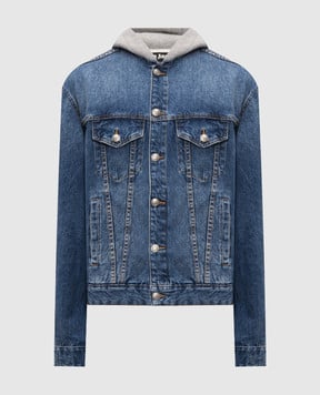 Palm Angels Blue denim jacket with hood PMYE05CS26DEN005