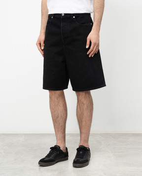 Bottega Veneta Black denim Bermuda shorts with logo patch 861564V69O0