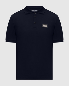 Dolce&Gabbana Blue polo with logo patch G8PL4TG7P1D