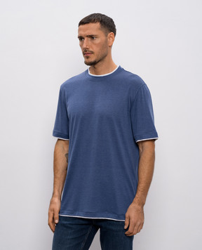 Brunello Cucinelli Blue silk t-shirt MR8337427