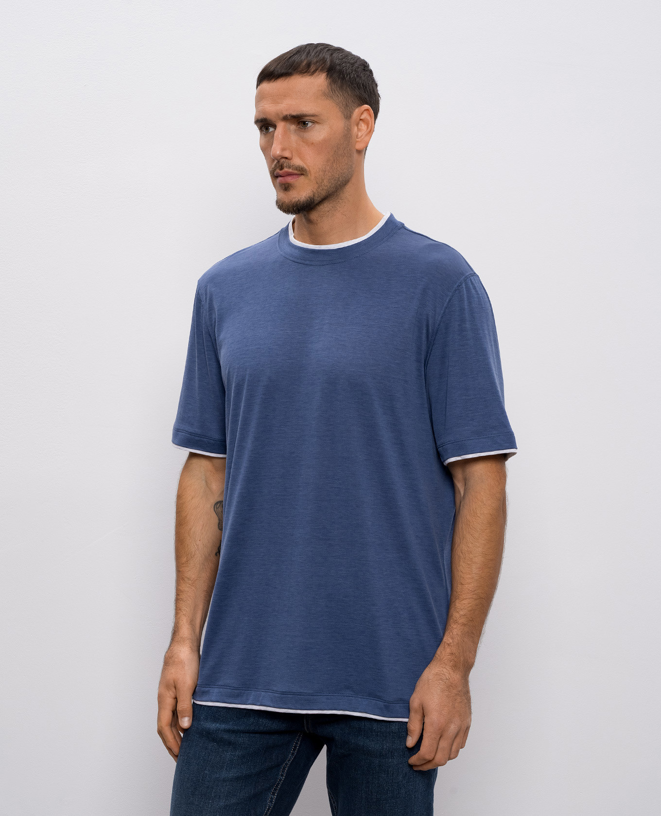 Blue silk t-shirt Brunello Cucinelli 2