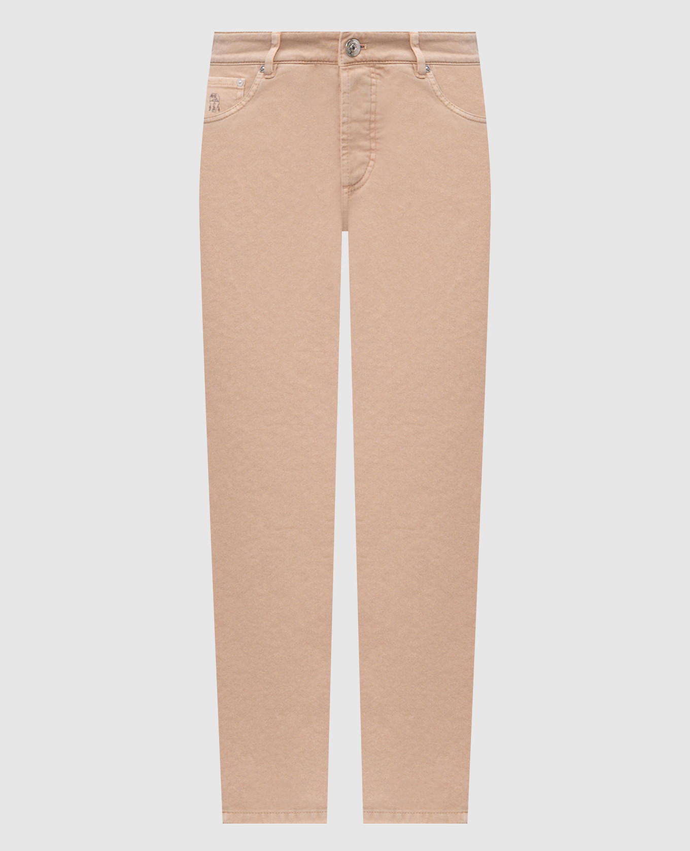 

Beige jeans with embroidered emblem Brunello Cucinelli