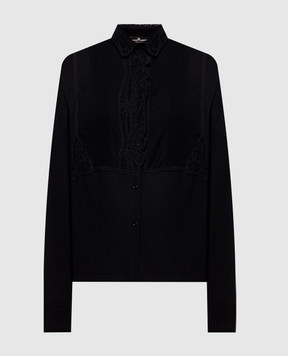 Ermanno Scervino Black wool shirt with lace D492K301RXQQ