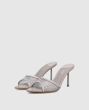 Le Silla Nicole grey mules with crystals 6669F080BXPPGSL