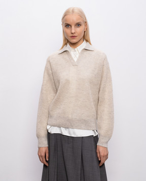 Brunello Cucinelli Gray wool sweater with lurex MGG270505P