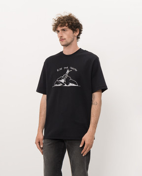 Iceberg Black T-shirt with contrast embroidery F0266308