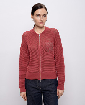 Peserico Pink cardigan with monil chain A99102F079312B