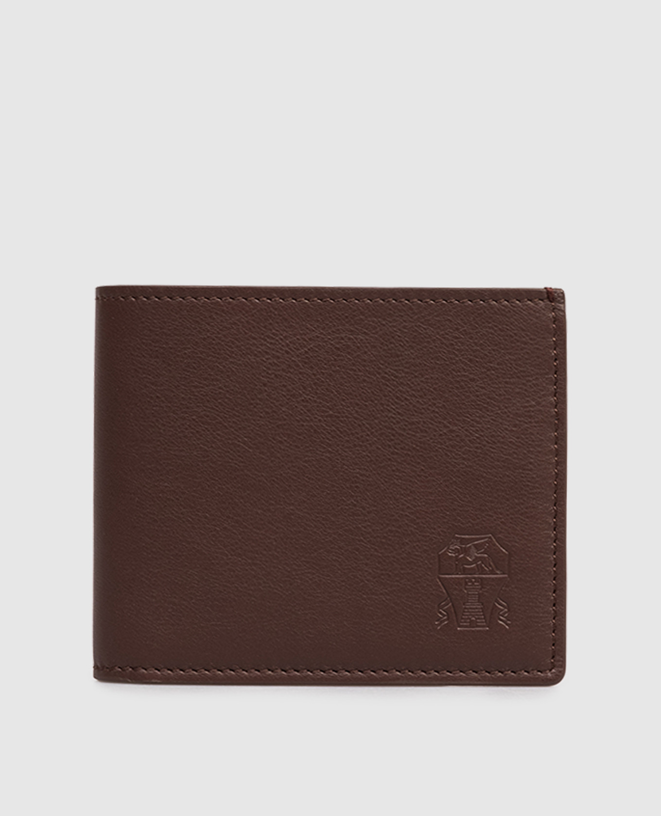 

Brown leather wallet with embossed logo Brunello Cucinelli