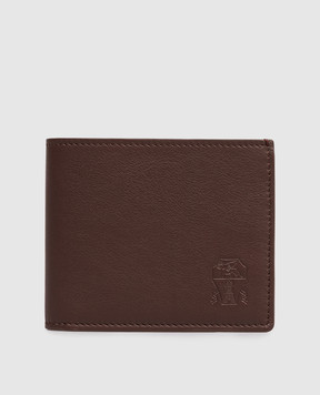 Brunello Cucinelli Brown leather wallet with embossed logo MWZNBU006