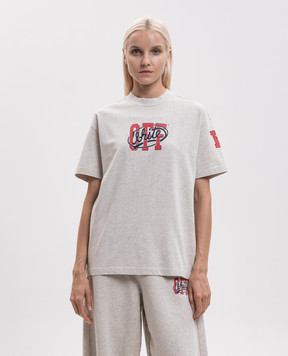 Off-White Beige melange t-shirt with logo print 2FA00587T