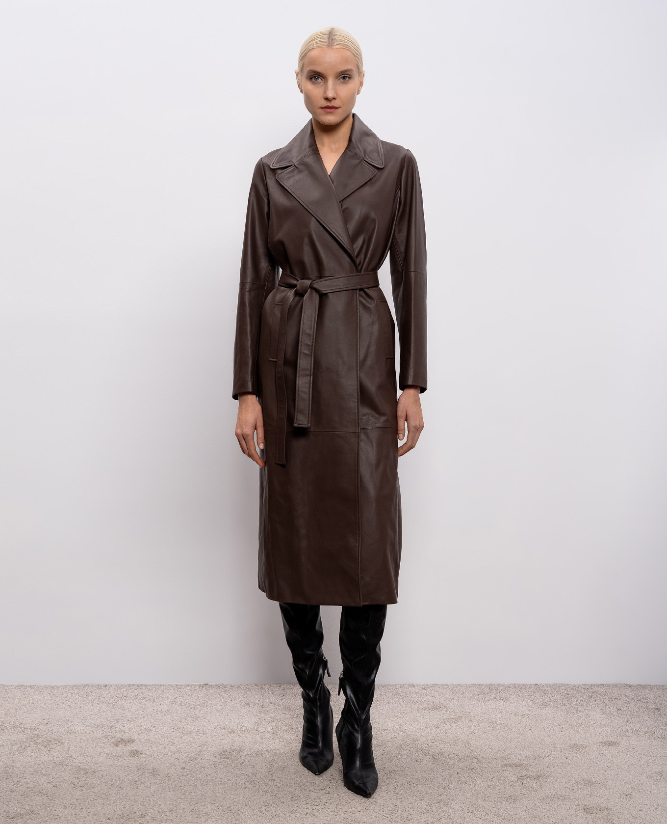 

Mila brown leather coat Simonetta Ravizza