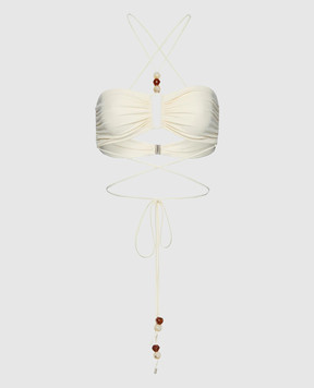 Magda Butrym White beaded swimsuit bodice SWIMBRA01622426