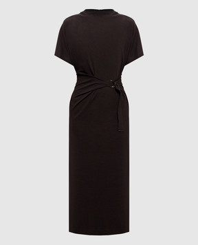 Brunello Cucinelli Brown midi dress with wool MP929AFB91