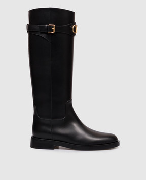 Valentino Black leather boots with logo 9W2S0MT1DSH
