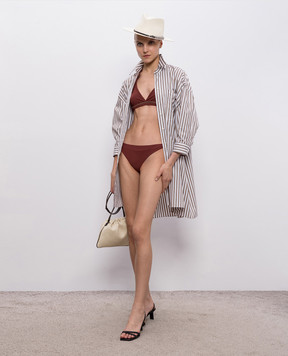 Brunello Cucinelli Brown swimsuit bodice with monil chain MQ965VS479